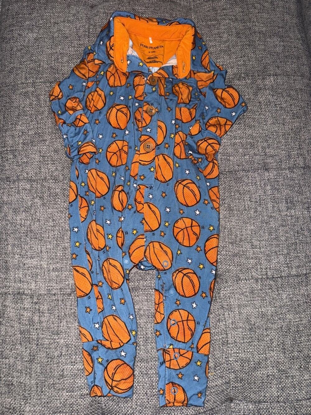 Posh peanut slam dunk basketball print long sleeve romper one piece 9-12 month